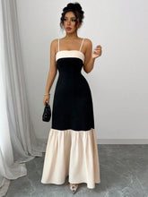 Two-Tone Spaghetti Strap Maxi Dress OutfitFlow